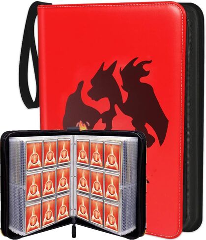 4 Pocket Trading Card Binder, Collection Cards Album - 3 Ring Zipper Collectible Card Storage and Organizer -Compatible with Soccer, Baseball, MTG, YuGiOh, TCG, 50 Pages Holds 400 Cards (BLACK) in Saudi Arabia