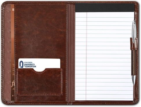 منظم مستندات Padfolio Binder A5 مع مفكرة مبطنة قابلة لإعادة الملء، محفظة مجلدات صغيرة الحجم للرجال والنساء، بني. in Kuwait
