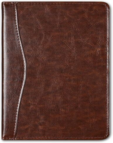 منظم مستندات Padfolio Binder A5 مع مفكرة مبطنة قابلة لإعادة الملء، محفظة مجلدات صغيرة الحجم للرجال والنساء، بني. in Kuwait