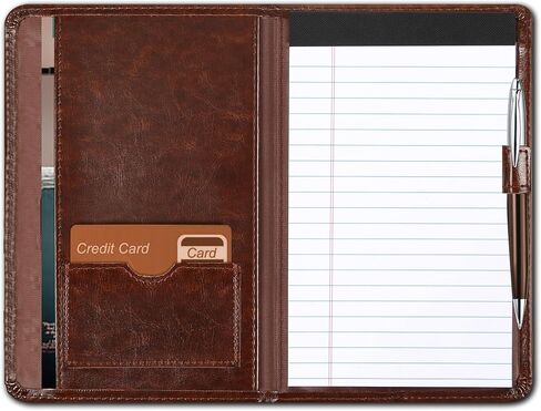 Mini Padfolio/Junior Portfolio Folder Case, Business A5 Binder Organizer Notepad for Men Women, 5 x 8 Writing Pad Included,Brown. in Saudi Arabia