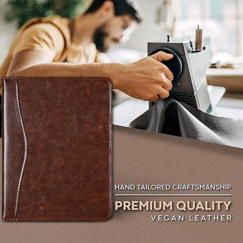 Mini Padfolio/Junior Portfolio Folder Case, Business A5 Binder Organizer Notepad for Men Women, 5 x 8 Writing Pad Included,Brown. in Saudi Arabia