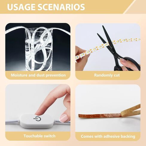 شريط إضاءة لآلة الخياطة، ضوء أبيض 11.8 بوصة DC5V USB شريط إضاءة LED وكابل USB بطول 5.6 قدم مع خاصية التعتيم باللمس، يناسب آلات الخياطة in Kuwait