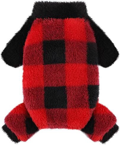 Turtleneck Dog Pajamas for Small Dogs, Fleece Christmas Dog Sweater, Winter Cute Tiny Dog Clothes Outfit Puppy Clothes Pet Jumpsuits Chihuahua Yorkie Cat Christmas Clothes (Red,Medium) in Saudi Arabia