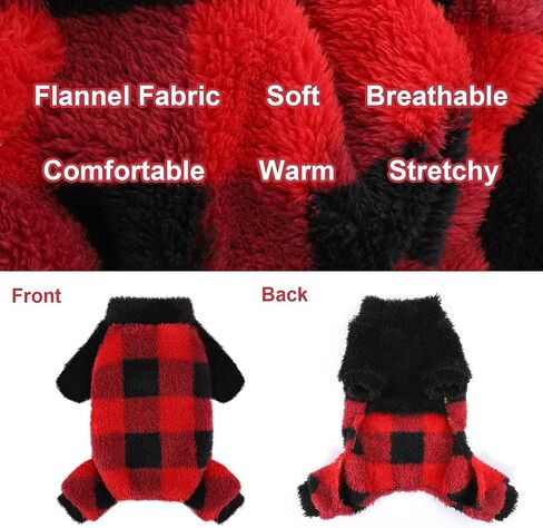 Turtleneck Dog Pajamas for Small Dogs, Fleece Christmas Dog Sweater, Winter Cute Tiny Dog Clothes Outfit Puppy Clothes Pet Jumpsuits Chihuahua Yorkie Cat Christmas Clothes (Red,Medium) in Saudi Arabia