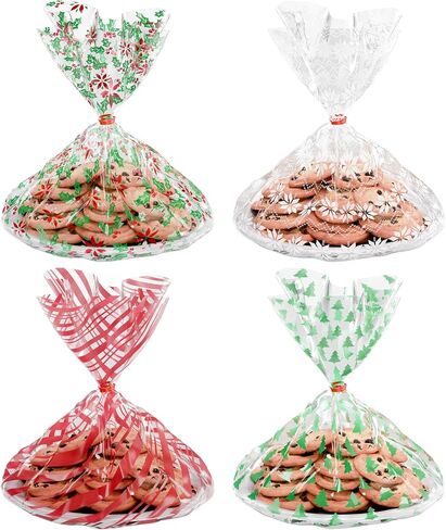 American Greetings Christmas Cellophane Cookie Tray Bags with Twist-Ties, Holiday Patterns (12-Count) in Saudi Arabia