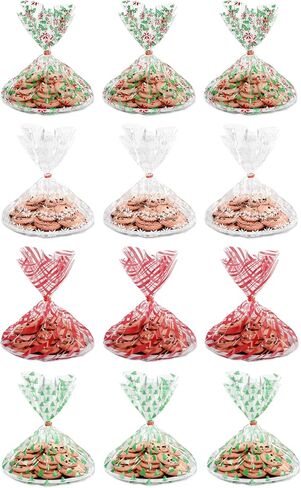 American Greetings Christmas Cellophane Cookie Tray Bags with Twist-Ties, Holiday Patterns (12-Count) in Saudi Arabia