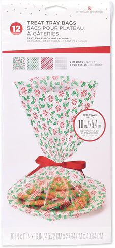 American Greetings Christmas Cellophane Cookie Tray Bags with Twist-Ties, Holiday Patterns (12-Count) in Saudi Arabia