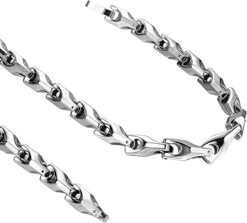 URBAN JEWELRY قلادة من التنجستن للرجال مقاس 22 بوصة باللون الأسود بسلسلة ربط in Kuwait