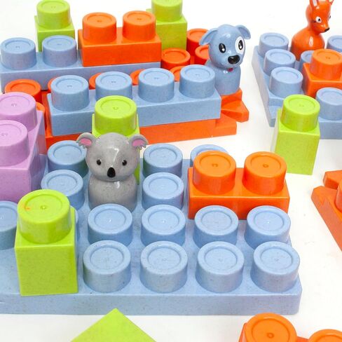 Boley Roo Crew: Block Set - 75 Pieces - Assorted Lid Color, Building Activity Set, Colorful Blocks & Storage Container, Toddlers & Kids Ages 2+ in Saudi Arabia