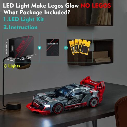VONADO LED Light Kit Compatible with Lego Audi S1 e-tron Quattro Race Car 76921 (No Models Only Light) Creative Lighting Set Accessories Compatible with Lego Audi Race Car 76921 Building Set in Kuwait