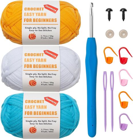 Easy Peasy Crochet Yarn for Beginners, Beginner Yarn for Crocheting, 3 Pack×1.8oz Amigurumi Crochet Yarn with Easy-to-See Stitches and No Split, Thick&Soft, Worsted Medium #4 Yarn, Cotton-Nylon Blend in Saudi Arabia