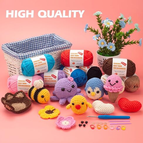 Easy Peasy Crochet Yarn for Beginners, Beginner Yarn for Crocheting, 3 Pack×1.8oz Amigurumi Crochet Yarn with Easy-to-See Stitches and No Split, Thick&Soft, Worsted Medium #4 Yarn, Cotton-Nylon Blend in Saudi Arabia