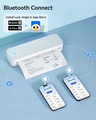 طابعات LIGHTWISH المحمولة اللاسلكية للسفر، طابعة D80 الحرارية بدون حبر، تدعم الحروف الأمريكية مقاس 8.5 بوصة × 11 بوصة، طابعة محمولة متوافقة مع iPhone Android Mac Windows، للسيارة المنزلية المكتبية in Kuwait