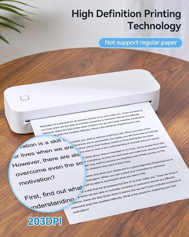 طابعات LIGHTWISH المحمولة اللاسلكية للسفر، طابعة D80 الحرارية بدون حبر، تدعم الحروف الأمريكية مقاس 8.5 بوصة × 11 بوصة، طابعة محمولة متوافقة مع iPhone Android Mac Windows، للسيارة المنزلية المكتبية in Kuwait