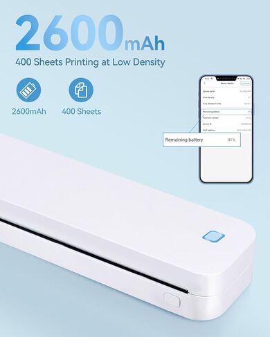 طابعات LIGHTWISH المحمولة اللاسلكية للسفر، طابعة D80 الحرارية بدون حبر، تدعم الحروف الأمريكية مقاس 8.5 بوصة × 11 بوصة، طابعة محمولة متوافقة مع iPhone Android Mac Windows، للسيارة المنزلية المكتبية in Kuwait