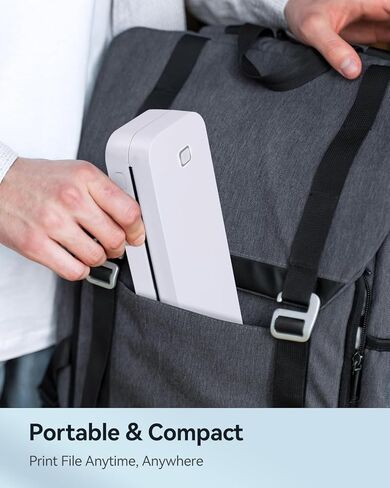 طابعات LIGHTWISH المحمولة اللاسلكية للسفر، طابعة D80 الحرارية بدون حبر، تدعم الحروف الأمريكية مقاس 8.5 بوصة × 11 بوصة، طابعة محمولة متوافقة مع iPhone Android Mac Windows، للسيارة المنزلية المكتبية in Kuwait