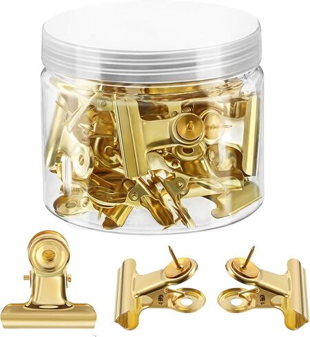 AUEAR, 30 Pack Metal Push Pin Clips Bulldog Clips Heavy Duty Clips Thumb Tacks with Clips for Cork Boards Bulletin Boards and Cubicle Walls Silver in Saudi Arabia