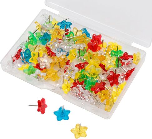 100PCS Star Shape Multi-Color Push Pins, Plastic Decorative Thumb Tacks for Wall Hanging Bulletin Board Calendar Photo in Kuwait