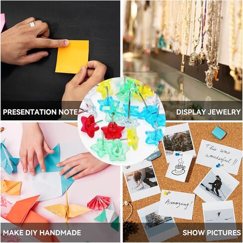 100PCS Star Shape Multi-Color Push Pins, Plastic Decorative Thumb Tacks for Wall Hanging Bulletin Board Calendar Photo in Kuwait