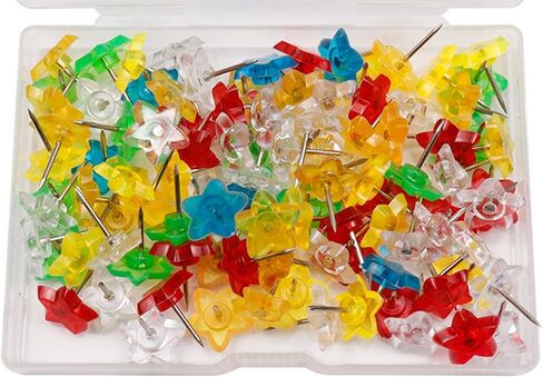 100PCS Star Shape Multi-Color Push Pins, Plastic Decorative Thumb Tacks for Wall Hanging Bulletin Board Calendar Photo in Kuwait