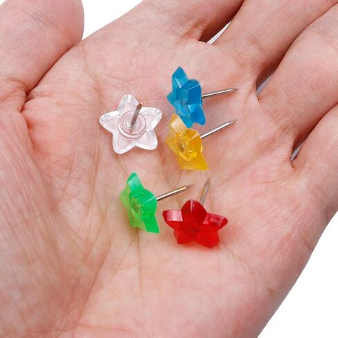100PCS Star Shape Multi-Color Push Pins, Plastic Decorative Thumb Tacks for Wall Hanging Bulletin Board Calendar Photo in Kuwait