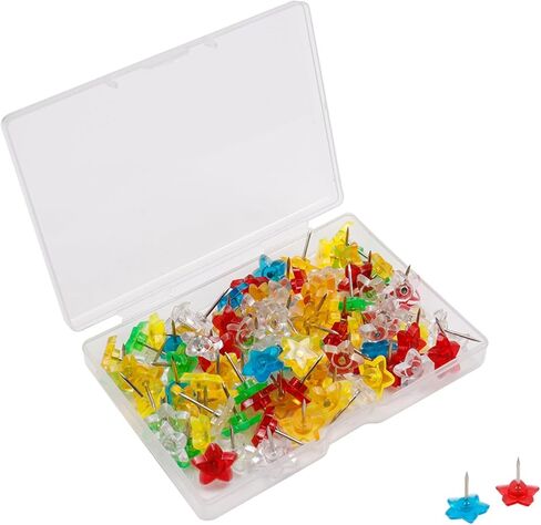100PCS Star Shape Multi-Color Push Pins, Plastic Decorative Thumb Tacks for Wall Hanging Bulletin Board Calendar Photo in Kuwait