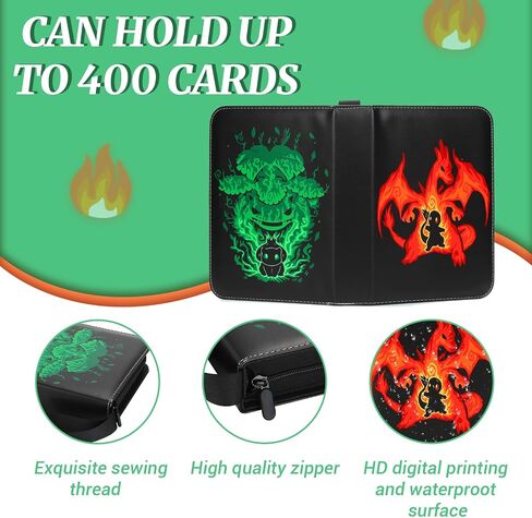 Card Binder 4-Pocket Trading Cards Holder, Trading Binders Fits 400 Cards for Card Games Collection Case Book With 50 Removable Sleeves Display Storage Carrying Case (4 Pocket) in Saudi Arabia