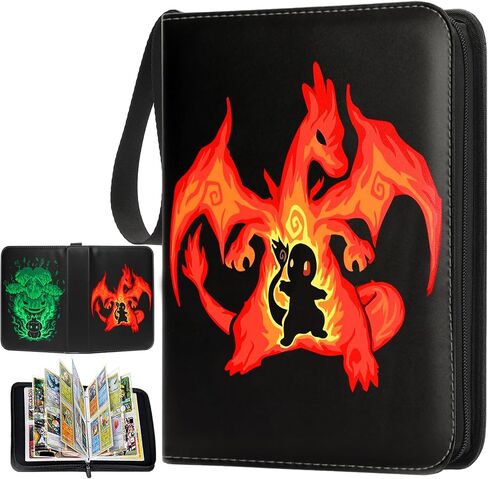 Card Binder 4-Pocket Trading Cards Holder, Trading Binders Fits 400 Cards for Card Games Collection Case Book With 50 Removable Sleeves Display Storage Carrying Case (4 Pocket) in Saudi Arabia