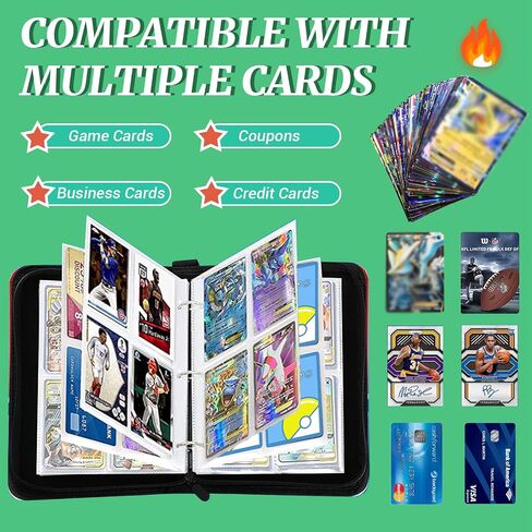 Card Binder 4-Pocket Trading Cards Holder, Trading Binders Fits 400 Cards for Card Games Collection Case Book With 50 Removable Sleeves Display Storage Carrying Case (4 Pocket) in Saudi Arabia
