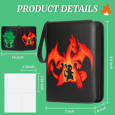 Card Binder 4-Pocket Trading Cards Holder, Trading Binders Fits 400 Cards for Card Games Collection Case Book With 50 Removable Sleeves Display Storage Carrying Case (4 Pocket) in Saudi Arabia