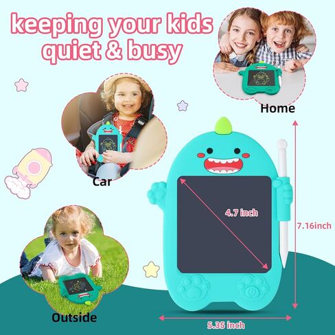 كمبيوتر لوحي صغير للكتابة LCD، ألعاب لوحة خربش صغيرة هدايا للأولاد والبنات بعمر 3 سنوات فما فوق، لوحة رسم لطيفة للأطفال، هدايا للأطفال الصغار في عيد ميلاد التعلم التعليمي (ديناصور) in Saudi Arabia