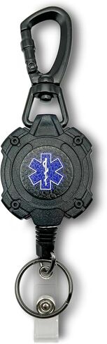 EMS, EMT, Paramedic/Medic Heavy Duty Medical Badge Reel Star of Life. 360° Swivel Carabiner Clip. 32.5" Steel Cable/Rope with Key Ring & ID Strap. 8 oz Weight in Saudi Arabia