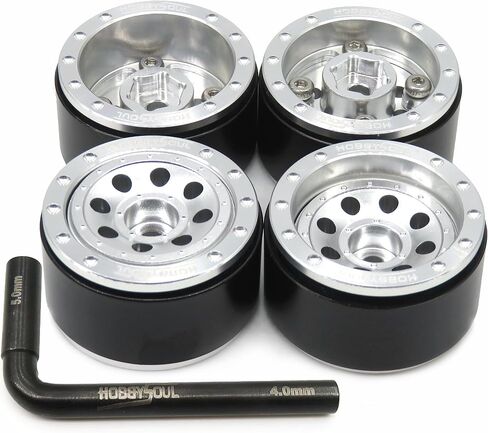 hobbysoul Adjustable Offset 1.0 beadlock Wheels Silver +1mm Positive & -3mm Negative Offset Heavy 1.0 Wheels Rims for RC Micro Crawler 1/18 Traxxas TRX4M Axial SCX24 AX24,(4-Pack) in Saudi Arabia