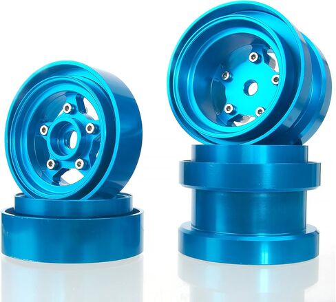 Aluminum Bead Lock Rim Set Wheel Hub Upgrade for Tamiya RC Grasshopper， Hornet， Mighty ，Frog ，Buggy Champ， Fast Attack， Fighting Buggy （Blue） in Saudi Arabia