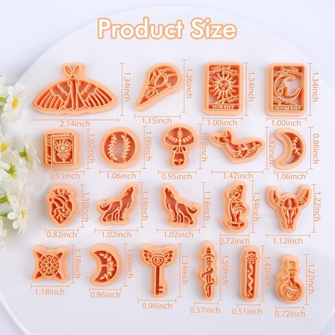 Puocaon Mystic Polymer Clay Cutters - 20 قطعة قواطع طين بوهو لأقراط طين البوليمر، قواطع طين البوليمر الجمجمة، قواطع أقراط طين بوليمر فطر الحوت، قواطع مجوهرات طين طور القمر الذئب in Saudi Arabia