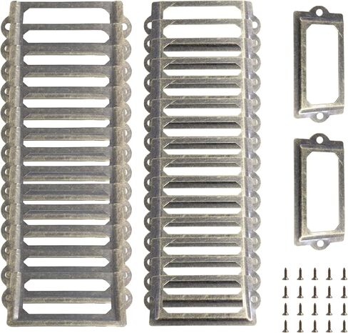 50Pcs Antique Label Holder, 2.36x0.7" Zinc Alloy Name Card File Cabinet Label Frame, Vintage Office Library Card Tag Label Holder, Antique Bronze in Kuwait