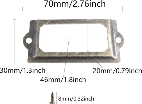 50Pcs Antique Label Holder, 2.36x0.7" Zinc Alloy Name Card File Cabinet Label Frame, Vintage Office Library Card Tag Label Holder, Antique Bronze in Kuwait