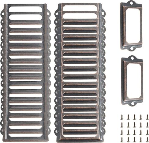 50 قطعة من حامل الملصقات العتيقة، 2.36 × 0.7 بوصة إطار ملصق خزانة ملفات بطاقة الاسم من سبائك الزنك، حامل ملصقات بطاقات المكتب العتيق، برونزي عتيق in Kuwait