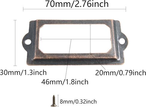 50 قطعة من حامل الملصقات العتيقة، 2.36 × 0.7 بوصة إطار ملصق خزانة ملفات بطاقة الاسم من سبائك الزنك، حامل ملصقات بطاقات المكتب العتيق، برونزي عتيق in Kuwait