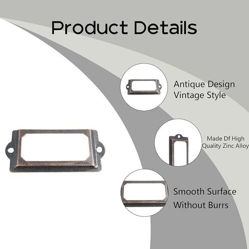 50 قطعة من حامل الملصقات العتيقة، 2.36 × 0.7 بوصة إطار ملصق خزانة ملفات بطاقة الاسم من سبائك الزنك، حامل ملصقات بطاقات المكتب العتيق، برونزي عتيق in Kuwait