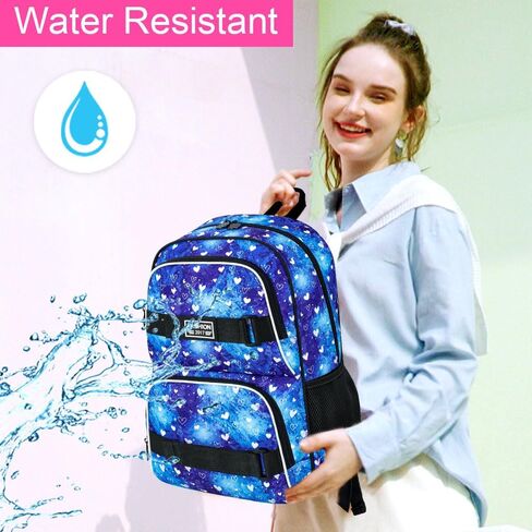17 Inches Backpack for Girls Women, 3Pcs Rose Laptop Backpacks with Lunch Bag, Water Resistant College School Bookbag Set for Teens Students(Black) in Kuwait