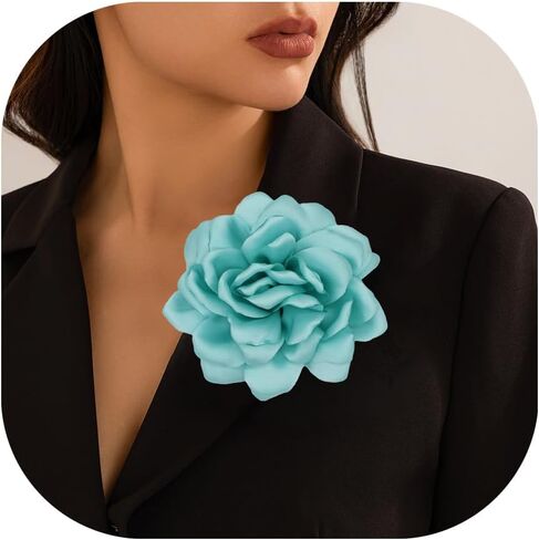 Satin Fabric Rose Flower Brooches - Handmade Floral Accessory for Wedding Party Dance Banquet Ceremony - Size: 4.72in in Saudi Arabia