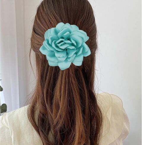 Satin Fabric Rose Flower Brooches - Handmade Floral Accessory for Wedding Party Dance Banquet Ceremony - Size: 4.72in in Saudi Arabia