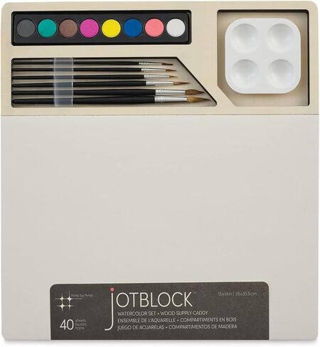 Three by Three jOTBLOCK Portable Watercolor Artistry Essentials Set: Quality Paper, Vibrant Watercolor Cakes, Brushes, and Palette (40 Sheets) in Saudi Arabia