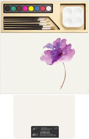 Three by Three jOTBLOCK Portable Watercolor Artistry Essentials Set: Quality Paper, Vibrant Watercolor Cakes, Brushes, and Palette (40 Sheets) in Saudi Arabia