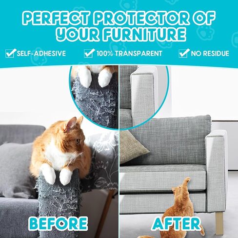 12 Pack Cat Scratch Furniture Protector 60 Pins, Cat Couch Protector from Cat Claws, Anti Cat Scratcher Deterrent for Sofa, Doors, Chairs (14" x 11/6") in Saudi Arabia