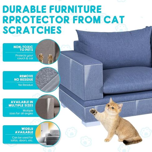 12 Pack Cat Scratch Furniture Protector 60 Pins, Cat Couch Protector from Cat Claws, Anti Cat Scratcher Deterrent for Sofa, Doors, Chairs (14" x 11/6") in Saudi Arabia