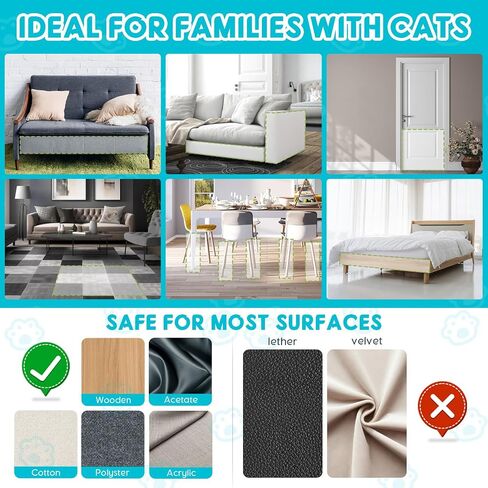 12 Pack Cat Scratch Furniture Protector 60 Pins, Cat Couch Protector from Cat Claws, Anti Cat Scratcher Deterrent for Sofa, Doors, Chairs (14" x 11/6") in Saudi Arabia