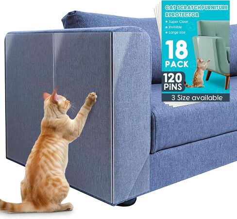 12 Pack Cat Scratch Furniture Protector 60 Pins, Cat Couch Protector from Cat Claws, Anti Cat Scratcher Deterrent for Sofa, Doors, Chairs (14" x 11/6") in Saudi Arabia