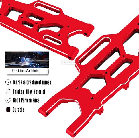 جزء ترقيات أذرع التعليق من سبيكة RC لـ 1/10 Outcast 4x4 4S V2 BLX، Kraton 4x4 4S V2 BLX، الجزء الأمامي الخلفي A أذرع تعليق الأذرع، استبدل ARA330711 ARA330710، أحمر in Kuwait